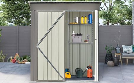 TOPMAX Patio 5ft Wx3ft. L Garden Shed, Metal Lean-to Storage Shed with Adjustable Shelf and Lockable Door, Tool Cabinet for Backyard, Lawn, Garden, Gr