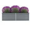 Garden Raised Bed Galvanized Steel 63"x15.7"x17.7" Gray