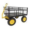 Heavy Duty Steel Garden Cart with Removable Mesh Sides to Convert into Flatbed, Utility Metal Wagon with 2-in-1 Handle and 16 in Tires, Perfect for Ga