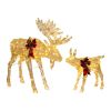 2pcs 4ft 30V 3.6W Moose Family 200LED Leather String Light Garden Moose Christmas Decoration Golden