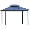 Outsunny 10' x 12' Hardtop Gazebo Canopy with Polycarbonate Double Roof, Aluminum Frame, Permanent Pavilion Outdoor Gazebo with Netting and Curtains f