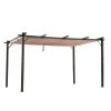 Outsunny 10' x 13' Outdoor Retractable Pergola Canopy, Aluminum Patio Pergola, Backyard Shade Shelter for Porch Party, Garden, Grill Gazebo, Brown