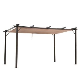 Outsunny 10' x 13' Outdoor Retractable Pergola Canopy, Aluminum Patio Pergola, Backyard Shade Shelter for Porch Party, Garden, Grill Gazebo, Brown