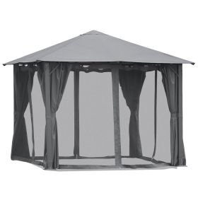 Outsunny 10' x 10' Patio Gazebo, Outdoor Gazebo Canopy Shelter with Netting & Curtains, Vented Roof, for Garden, Lawn, Backyard and Deck, Black