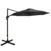 Outsunny 10ft Offset Patio Umbrella with Base, Hanging Aluminum and Steel Cantilever Umbrella with 360¬∞ Rotation, Easy Tilt, 8 Ribs, Crank, Cross Bas
