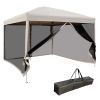 Outsunny 210D Oxford 10' x 10' Pop Up Canopy Tent with Netting, Instant Screen Room House, Tents for Parties, Height Adjustable, with Carry Bag, for O