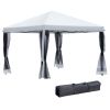 Outsunny 10' x 10' Pop Up Canopy Tent with Netting, Instant Gazebo, Ez up Screen House Room with Carry Bag, Height Adjustable, for Outdoor, Garden, Pa