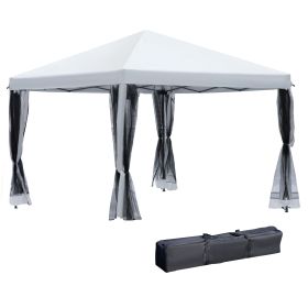 Outsunny 10' x 10' Pop Up Canopy Tent with Netting, Instant Gazebo, Ez up Screen House Room with Carry Bag, Height Adjustable, for Outdoor, Garden, Pa