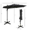 Outsunny 10ft Offset Patio Umbrella with Base, Hanging Aluminum and Steel Cantilever Umbrella with 360¬∞ Rotation, Easy Tilt, 8 Ribs, Crank, Cross Bas