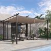 Outsunny 10' x 13' Outdoor Retractable Pergola Canopy, Aluminum Patio Pergola, Backyard Shade Shelter for Porch Party, Garden, Grill Gazebo, Brown