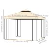 Outsunny 10' x 10' Metal Patio Gazebo, Double Roof Outdoor Gazebo Canopy Shelter with Tree Motifs Corner Frame and Netting, for Garden, Lawn, Backyard