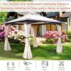 Outsunny 10' x 10' Outdoor Gazebo with Netting and Curtains, Patio Gazebo Canopy with 2-Tier Soft Top Roof and Steel Frame for Lawn, Garden, Backyard