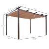 Outsunny 10' x 13' Outdoor Retractable Pergola Canopy, Aluminum Patio Pergola, Backyard Shade Shelter for Porch Party, Garden, Grill Gazebo, Brown