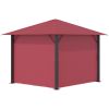 Outsunny 10' x 10' Patio Gazebo Aluminum Frame Outdoor Canopy Shelter with Sidewalls, Vented Roof for Garden, Lawn, Backyard, and Deck, Wine Red