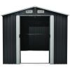 Outdoor Storage Shed, 9' X 8' Galvanized Steel Garden Shed with 4 Vents & Double Sliding Door, Utility Tool Shed Storage House for Backyard, Patio, La