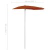 Garden Half Parasol with Pole 70.9"x35.4" Terracotta