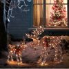 2pcs 4ft 30V 3.6W Moose Family 200LED Leather String Light Garden Moose Decoration Brown