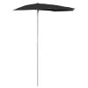 Garden Half Parasol with Pole 70.9"x35.4" Black