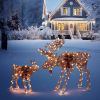 2pcs 4ft 30V 3.6W Moose Family 200LED Leather String Light Garden Moose Decoration Brown