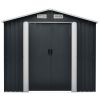 Outdoor Storage Shed, 9' X 8' Galvanized Steel Garden Shed with 4 Vents & Double Sliding Door, Utility Tool Shed Storage House for Backyard, Patio, La