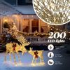 2pcs 4ft 30V 3.6W Moose Family 200LED Leather String Light Garden Moose Christmas Decoration Golden