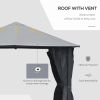 Outsunny 10' x 10' Patio Gazebo, Outdoor Gazebo Canopy Shelter with Netting & Curtains, Vented Roof, for Garden, Lawn, Backyard and Deck, Black