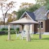 Outsunny 10' x 10' Outdoor Gazebo with Netting and Curtains, Patio Gazebo Canopy with 2-Tier Soft Top Roof and Steel Frame for Lawn, Garden, Backyard