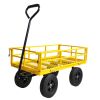Tools cart Wagon Cart Garden cart trucks make it easier to transport firewood (Yellow colour)