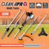12 in 1 Multi-Functional Trimming Tool, 52CC 2-Cycle Garden Tool System with Gas Pole Saw, Hedge Trimmer, Grass Trimmer, and Brush Cutter EPA Complian