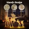 2pcs 4ft 30V 3.6W Moose Family 200LED Leather String Light Garden Moose Christmas Decoration Golden