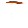 Garden Half Parasol with Pole 70.9"x35.4" Terracotta