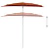 Garden Half Parasol with Pole 70.9"x35.4" Terracotta