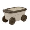 Outdoor Rolling Garden Scooter with Wheels & Pull Strap, Light Taupe