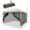 Outsunny 210D Oxford 10' x 10' Pop Up Canopy Tent with Netting, Instant Screen Room House, Tents for Parties, Height Adjustable, with Carry Bag, for O