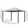Outsunny 10' x 12' Hardtop Gazebo Canopy with Polycarbonate Roof, Aluminum Frame, Permanent Pavilion Outdoor Gazebo with Netting and Curtains for Pati