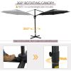 Outsunny 10ft Offset Patio Umbrella with Base, Hanging Aluminum and Steel Cantilever Umbrella with 360¬∞ Rotation, Easy Tilt, 8 Ribs, Crank, Cross Bas