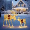2pcs 4ft 30V 3.6W Moose Family 200LED Leather String Light Garden Moose Christmas Decoration Golden