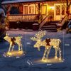 2pcs 4ft 30V 3.6W Moose Family 200LED Leather String Light Garden Moose Christmas Decoration Golden