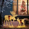 2pcs 4ft 30V 3.6W Moose Family 200LED Leather String Light Garden Moose Christmas Decoration Golden
