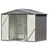Patio 8ft x6ft Bike Shed Garden Shed, Metal Storage Shed with Adjustable Shelf and Lockable Doors, Tool Cabinet with Vents and Foundation Frame for Ba