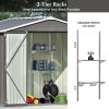 Patio 8ft x6ft Bike Shed Garden Shed, Metal Storage Shed with Adjustable Shelf and Lockable Doors, Tool Cabinet with Vents and Foundation Frame for Ba