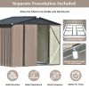 Patio 8ft x6ft Bike Shed Garden Shed, Metal Storage Shed with Adjustable Shelf and Lockable Doors, Tool Cabinet with Vents and Foundation Frame for Ba