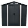 Outdoor Storage Shed, 8' X 6' Galvanized Steel Garden Shed with 4 Vents & Double Sliding Door, Utility Tool Shed Storage House for Backyard, Patio, La