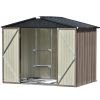 Patio 8ft x6ft Bike Shed Garden Shed, Metal Storage Shed with Adjustable Shelf and Lockable Doors, Tool Cabinet with Vents and Foundation Frame for Ba