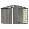 Patio 8ft x6ft Bike Shed Garden Shed, Metal Storage Shed with Adjustable Shelf and Lockable Doors, Tool Cabinet with Vents and Foundation Frame for Ba