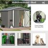 Patio 8ft x6ft Bike Shed Garden Shed, Metal Storage Shed with Adjustable Shelf and Lockable Doors, Tool Cabinet with Vents and Foundation Frame for Ba