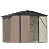 Patio 8ft x6ft Bike Shed Garden Shed, Metal Storage Shed with Adjustable Shelf and Lockable Doors, Tool Cabinet with Vents and Foundation Frame for Ba