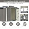 Patio 8ft x6ft Bike Shed Garden Shed, Metal Storage Shed with Adjustable Shelf and Lockable Doors, Tool Cabinet with Vents and Foundation Frame for Ba