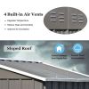 Patio 8ft x6ft Bike Shed Garden Shed, Metal Storage Shed with Adjustable Shelf and Lockable Doors, Tool Cabinet with Vents and Foundation Frame for Ba