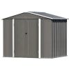 Patio 8ft x6ft Bike Shed Garden Shed, Metal Storage Shed with Adjustable Shelf and Lockable Doors, Tool Cabinet with Vents and Foundation Frame for Ba